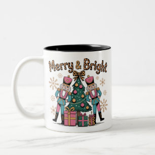 Merry and Bright Coquette Nutcracker Leopard Xmas Two-Tone Coffee Mug