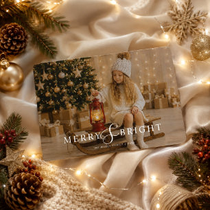 Merry and Bright Cosy Christmas Family Photo Holiday Card