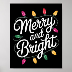 Merry And Bright Cosy Christmas Lights Aesthetic Poster