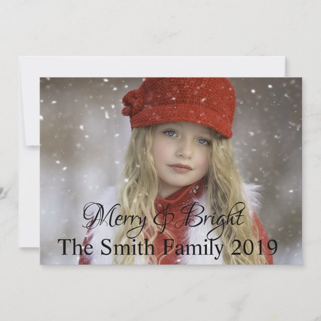 Merry and Bright Customisable Christmas Announcement (Front)