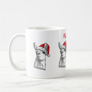 Merry and bright customisable Llama fun Christmas Coffee Mug
