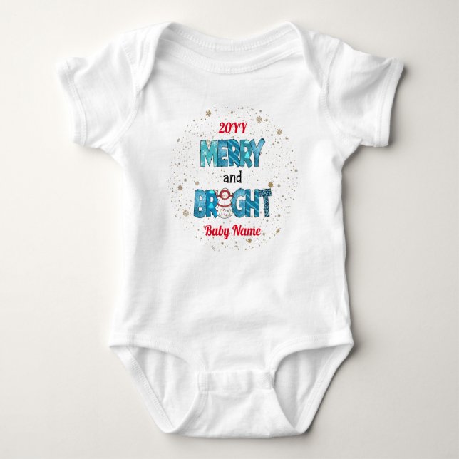 Merry And Bright Customise Baby Bodysuit (Front)