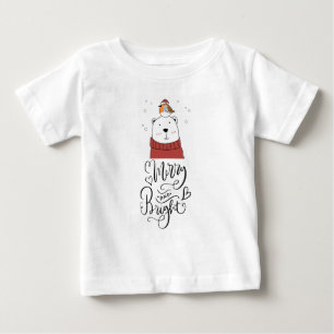 Merry And Bright Cute Baby Christmas Holiday Bear T-Shirt