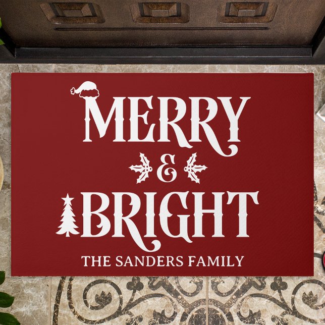 Merry and Bright Cute Christmas Family Doormat (Creator Uploaded)