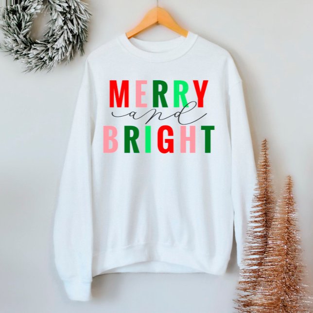 Merry and Bright Cute Christmas Sweatshirt (Creator Uploaded)