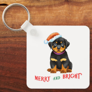Merry and bright Cute Dog Key Ring