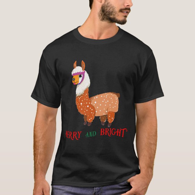 Merry and bright Cute Llama T-Shirt (Front)
