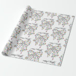 Merry And Bright Cute Ribbon Christmas Lights  Wrapping Paper<br><div class="desc">Cute modern coquette ribbon bow Christmas holiday gift wrapping paper,  adorned with Christmas Lights and merry and bright holiday Christmas slogan.  A unique modern glam aesthetic meets the holidays.</div>