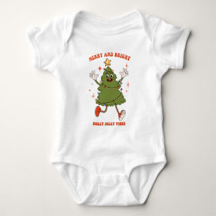 Merry and Bright - Dancing Christmas Tree Holiday  Baby Bodysuit