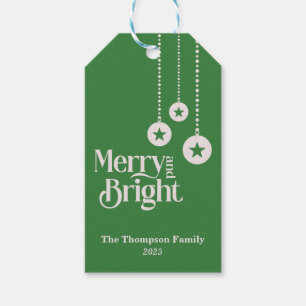 "Merry and Bright" dark green Gift Tags