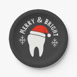 Merry and Bright Dental Dentist Christmas   Paper Plate