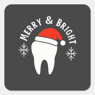 Merry and Bright Dental Dentist Christmas   Square Sticker