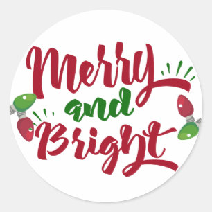 Merry and Bright Design Classic Round Sticker