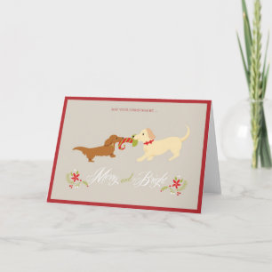 Merry and Bright Doxie Christmas Card