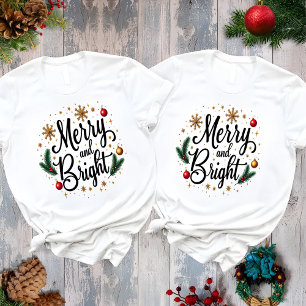 Merry and Bright Elegant Christmas Holiday T-Shirt
