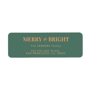 Merry and Bright elegant Christmas return address