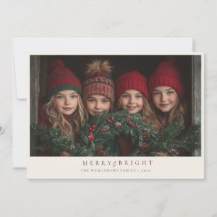 Merry and Bright Elegant Country Family Photo Holiday Card