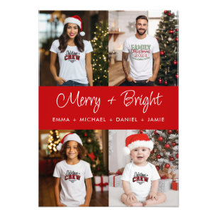 Merry and Bright Family Christmas Photo Collage Print