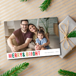 Merry and Bright Family Photo Christmas Holiday
