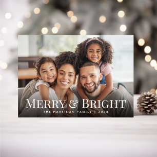 Merry And Bright Family Photo Collage Christmas Holiday Card