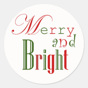 Merry and Bright Festive Christmas Stickers