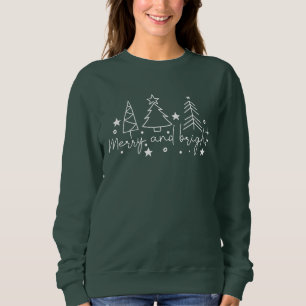 Merry and Bright Festive Christmas Trees Sweatshirt