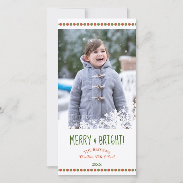 Merry and Bright Flurry Holiday Photo (Front)