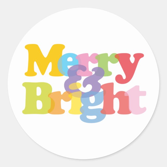 Merry And Bright Fun Colourful Christmas Holidays Classic Round Sticker (Front)