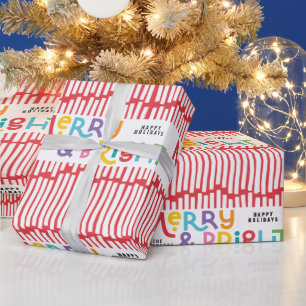 merry and bright fun colourful Wrapping Paper