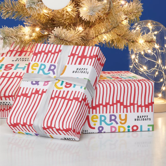 merry and bright fun colourful Wrapping Paper (Holidays)