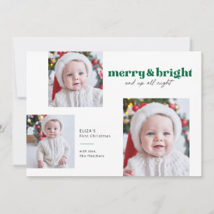 Merry and Bright Funny Babys First Christmas Card