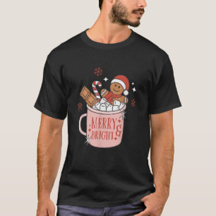 Merry and Bright Gingerbread Hat Santa Hot Cocoa C T-Shirt