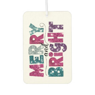 Merry And Bright Glittery Text Car Air Freshener