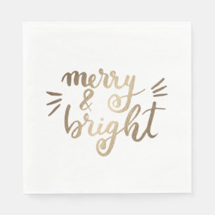 Merry and bright - gold napkin
