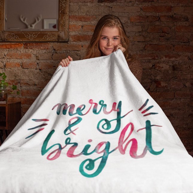 Merry and bright - green and pink fleece blanket (Creator Uploaded)
