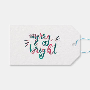 Merry and bright - green and pink gift tags