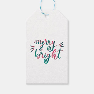 Merry and bright - green and pink gift tags