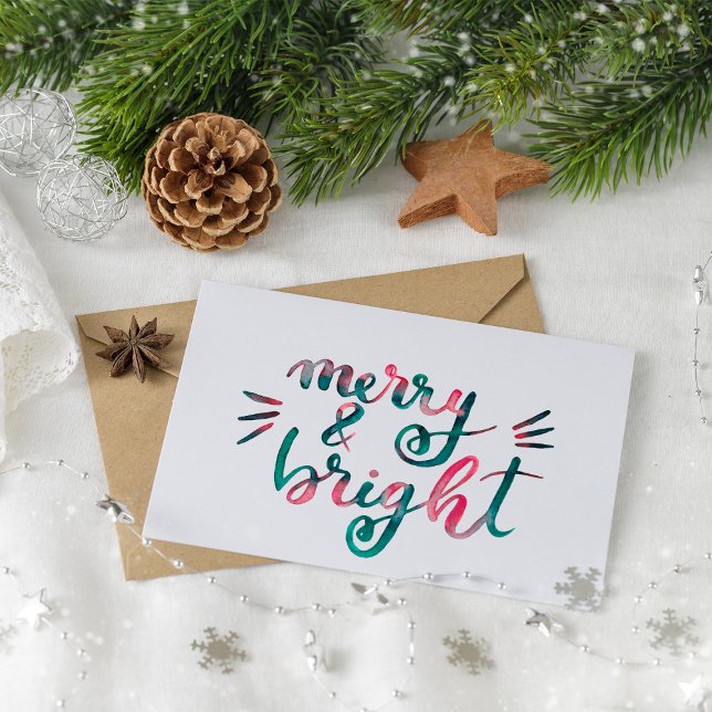 Merry and bright - green and pink postcard (Creator Uploaded)