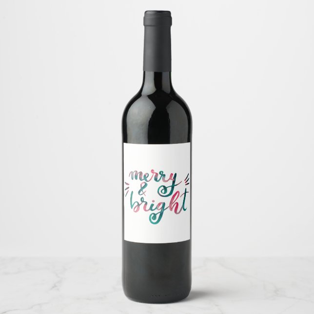 Merry and bright - green and pink wine label (Front)