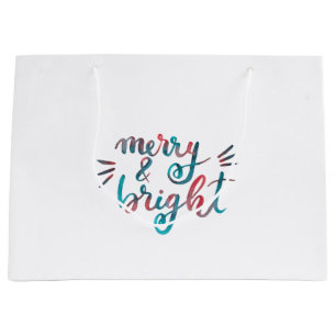 Merry and bright - green and red large gift bag