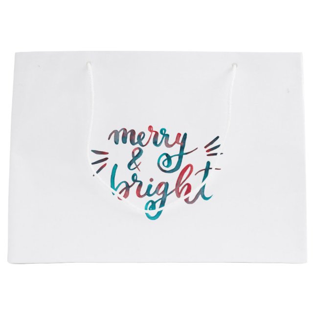 Merry and bright - green and red large gift bag (Front)