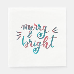 Merry and bright - green and red napkin