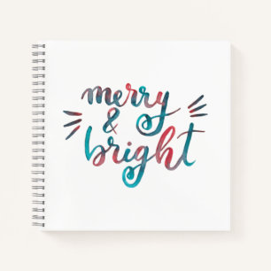 Merry and bright - green and red notebook