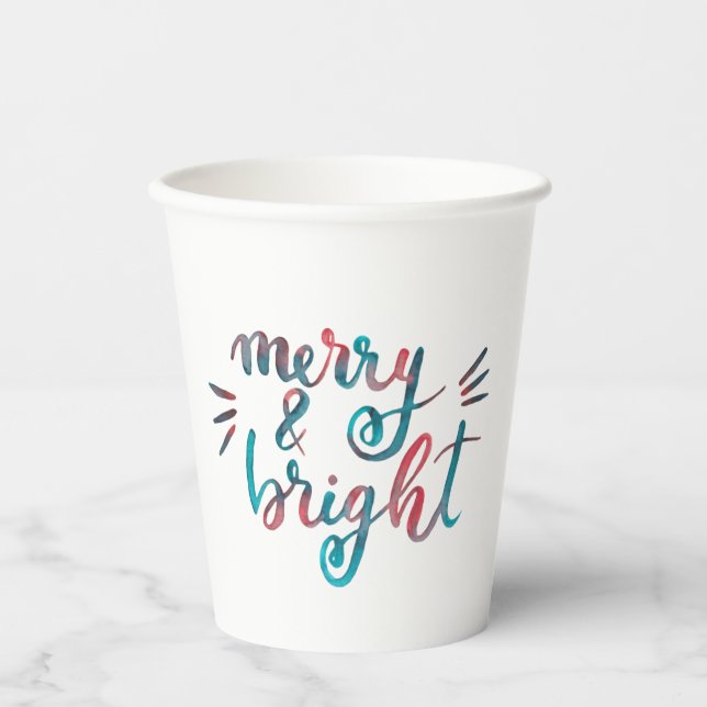 Merry and bright - green and red paper cups (Front)