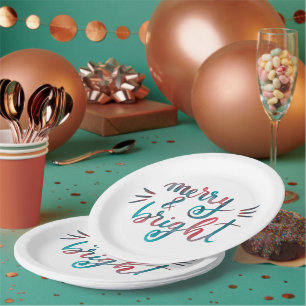 Merry and bright - green and red paper plate