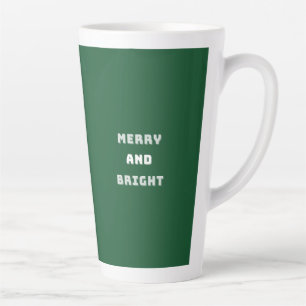 Merry and Bright, Green Christmas Art, Holiday Latte Mug