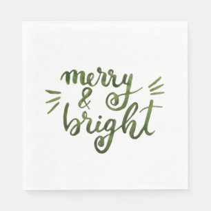 Merry and bright - green napkin