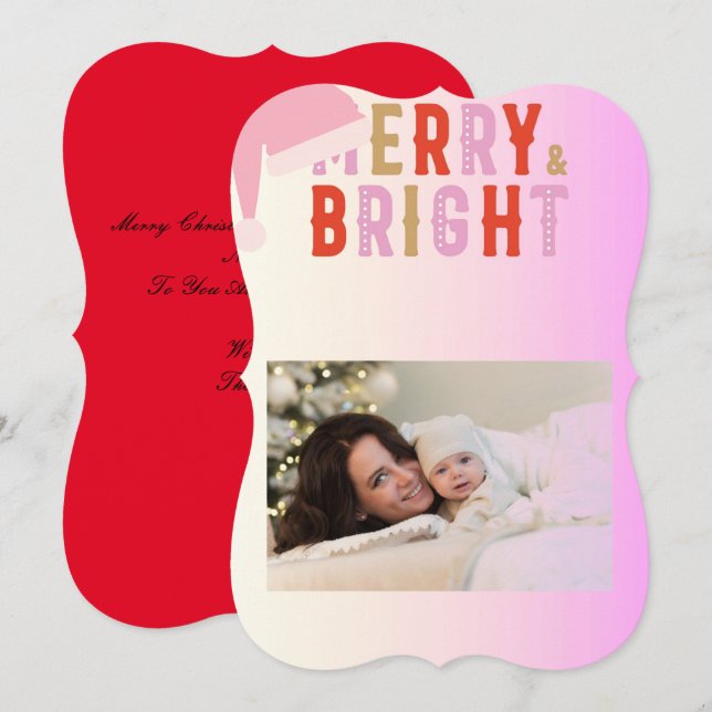 merry and bright greeting card Christmas (Front/Back)