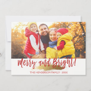 Merry and Bright Hand Lettered Script Photo Card