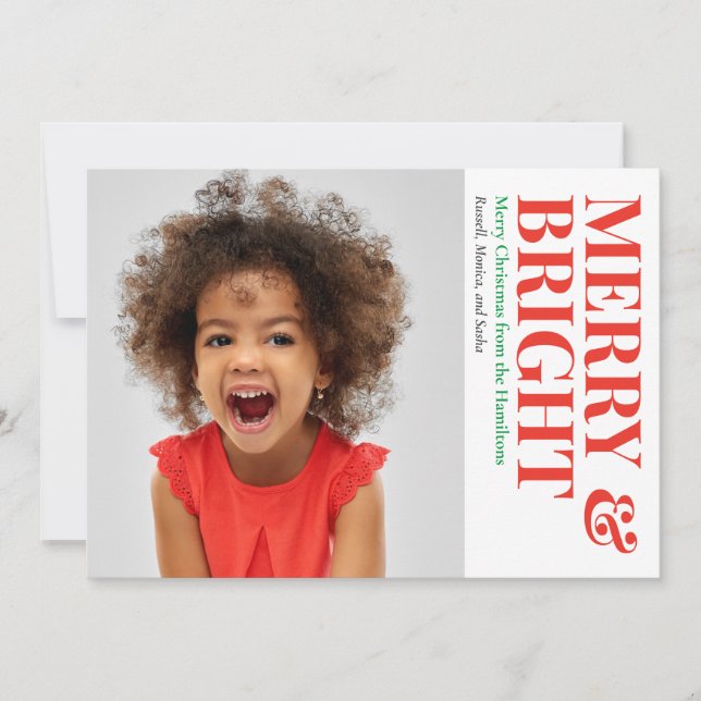 Merry and Bright Happy Holiday Photo Card (Front)